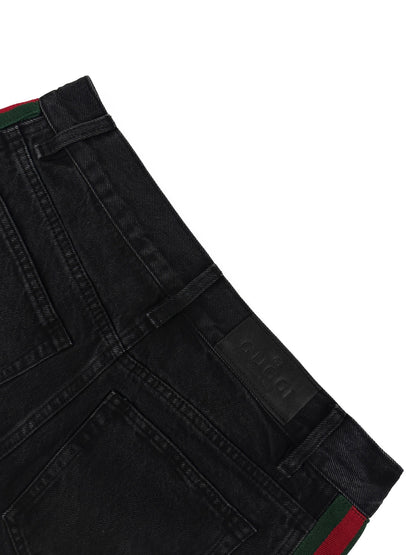 Gucci Cotton Denim Pants with Web Insert