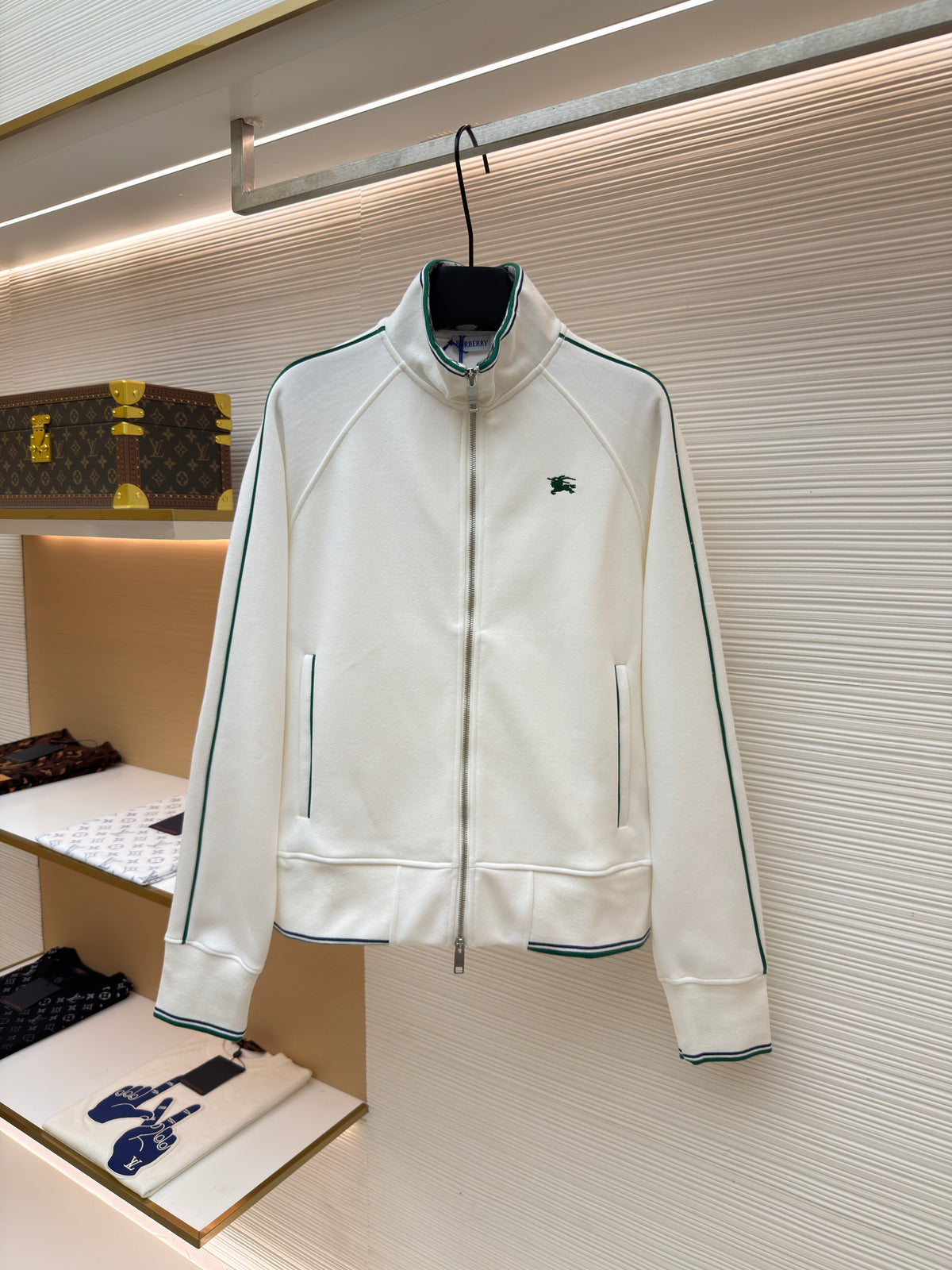Burberry Nylon Cotton Tennis Jacket "Chalk White"