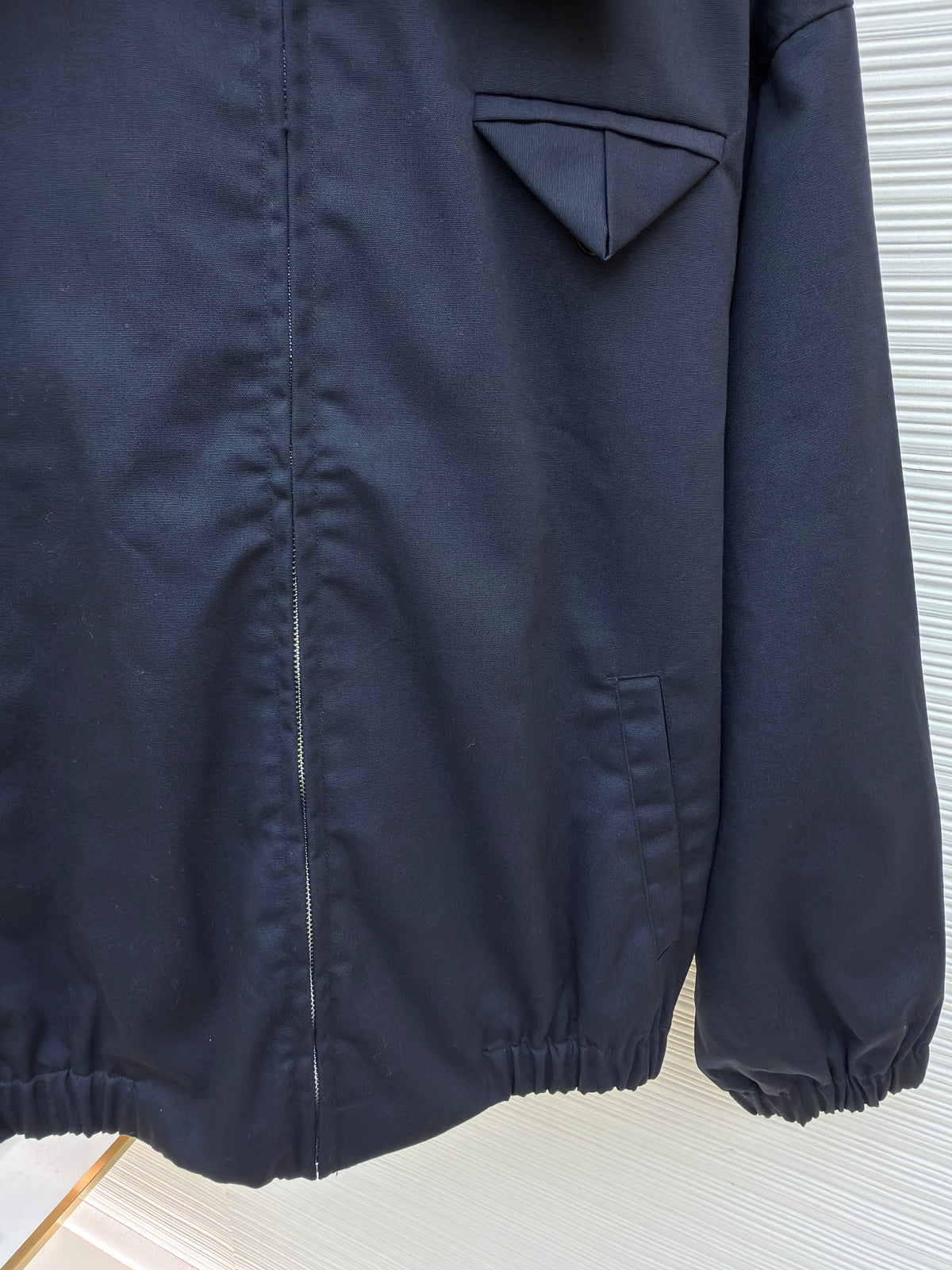 Bottega Veneta Intrecciato Leather-trimmed Canvas Blouson "Navy"