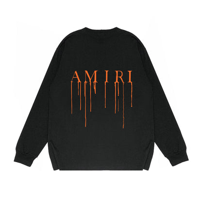 Amiri Paint Drip AM Logo Sweatshirt "Black-Orange"