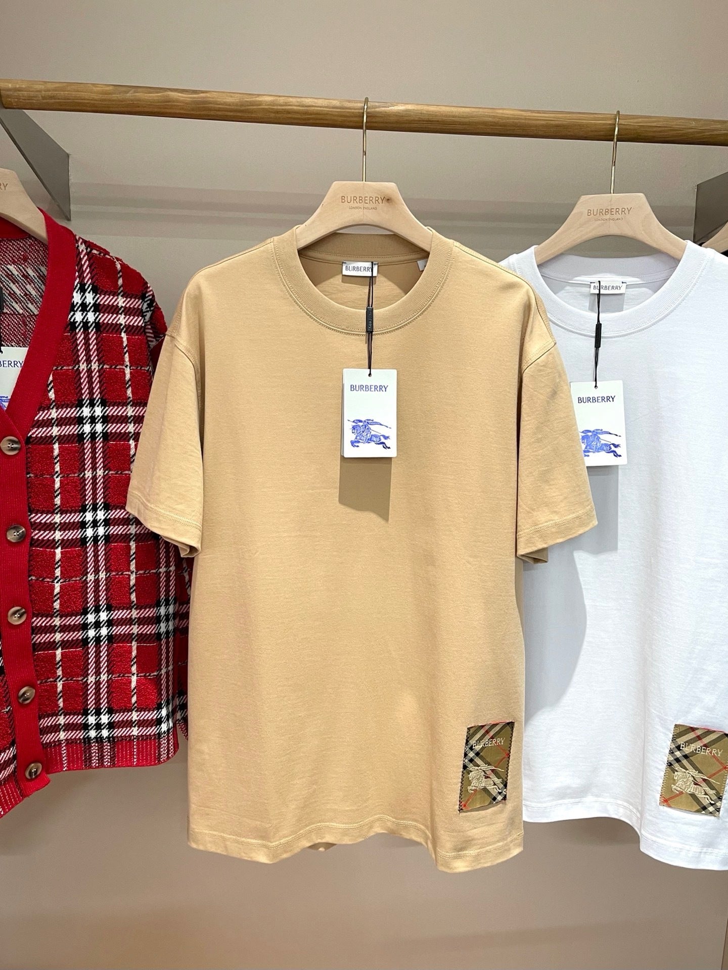 Burberry Check Label Cotton T-Shirt "Nutmeg"