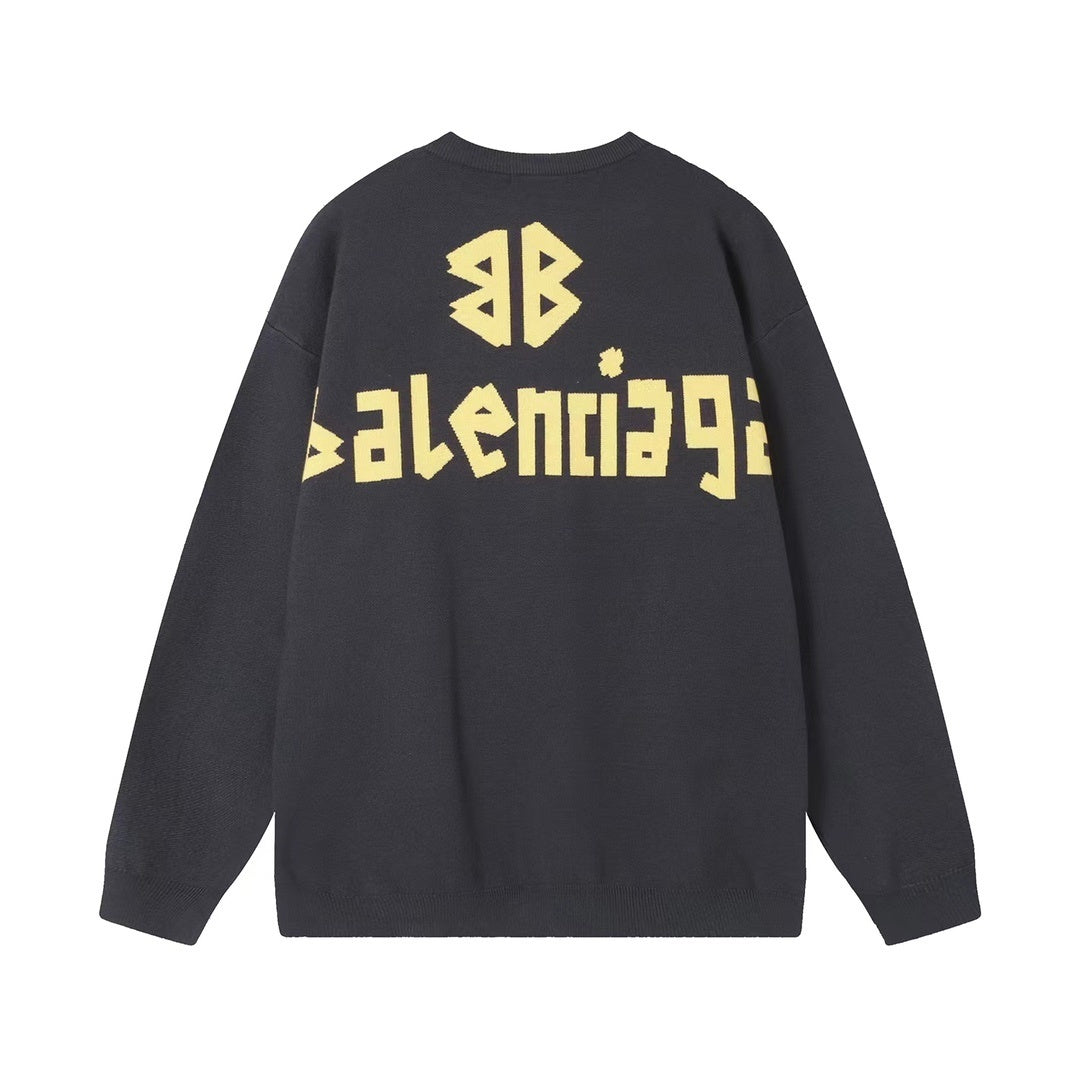 Balenciaga Double Front Sweater "Grey-Yellow"