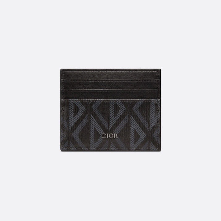 Dior Card Holder CD Diamond Canvas Smooth Calfskin