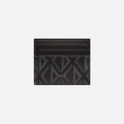 Dior Card Holder CD Diamond Canvas Smooth Calfskin