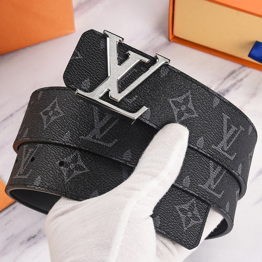 Louis Vuitton Leather Belt "Black-Silver"