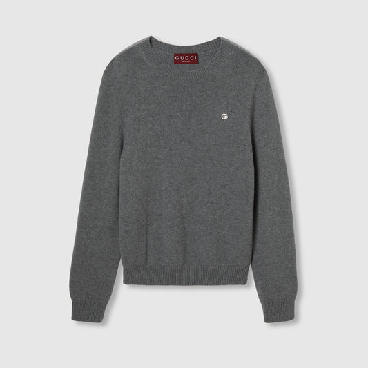 Gucci Wool Cashmere Sweater with Embroidery "Grey"
