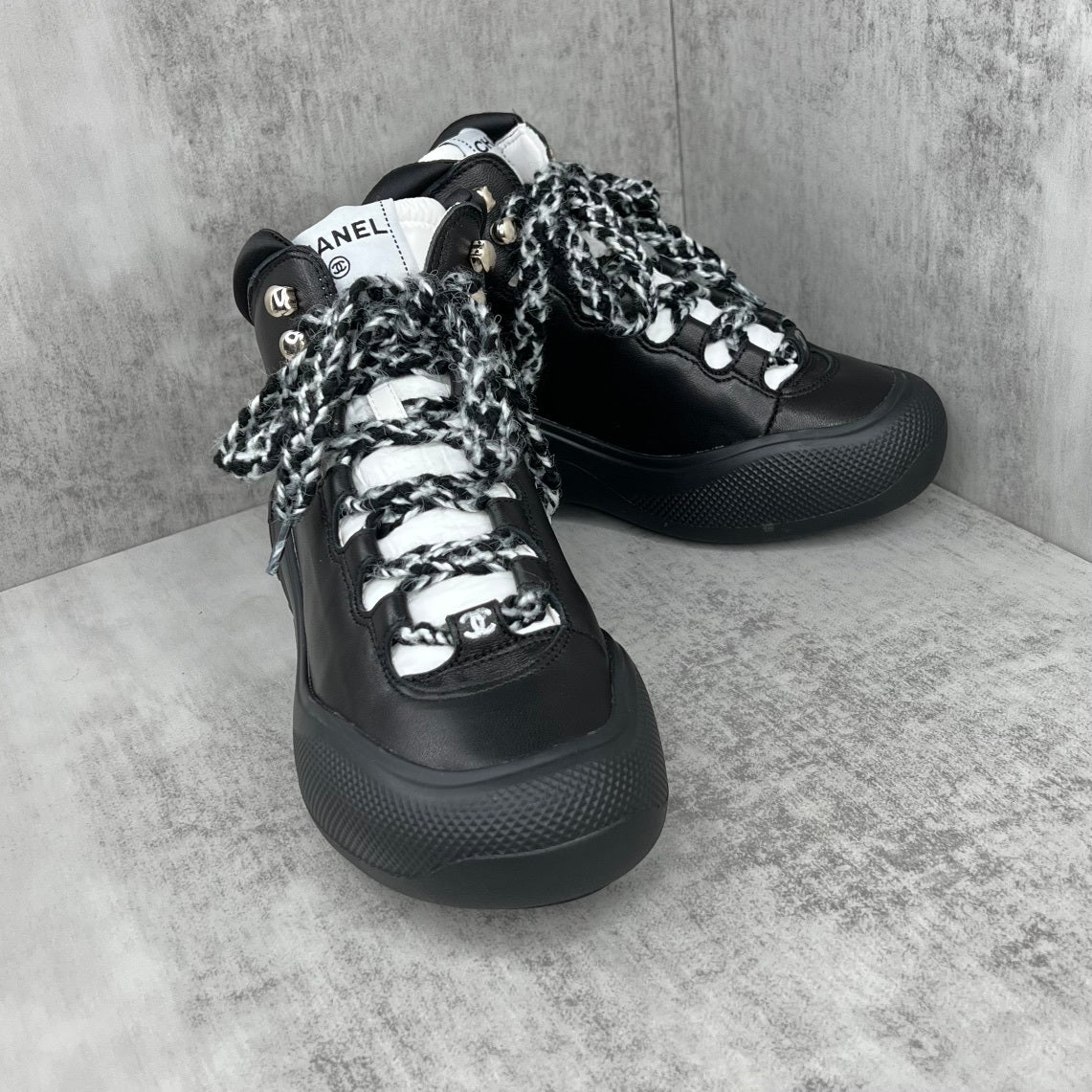 Chanel Leather Snow Boots "Black"