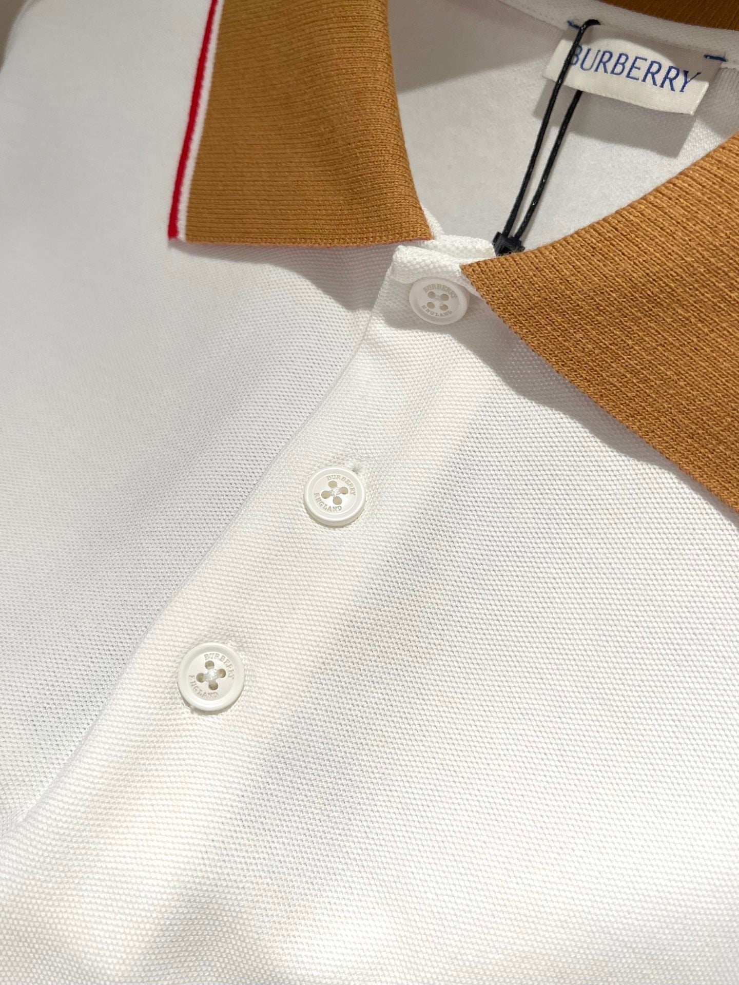 Burberry Logo Collar Cotton Polo Shirt "Chalk White"