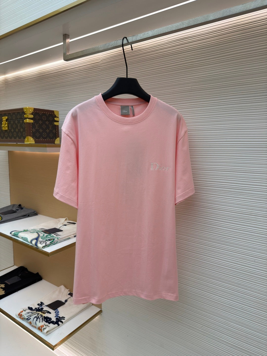 Dior T-Shirt with Dior Embroidery "Pink Cotton Jersey"