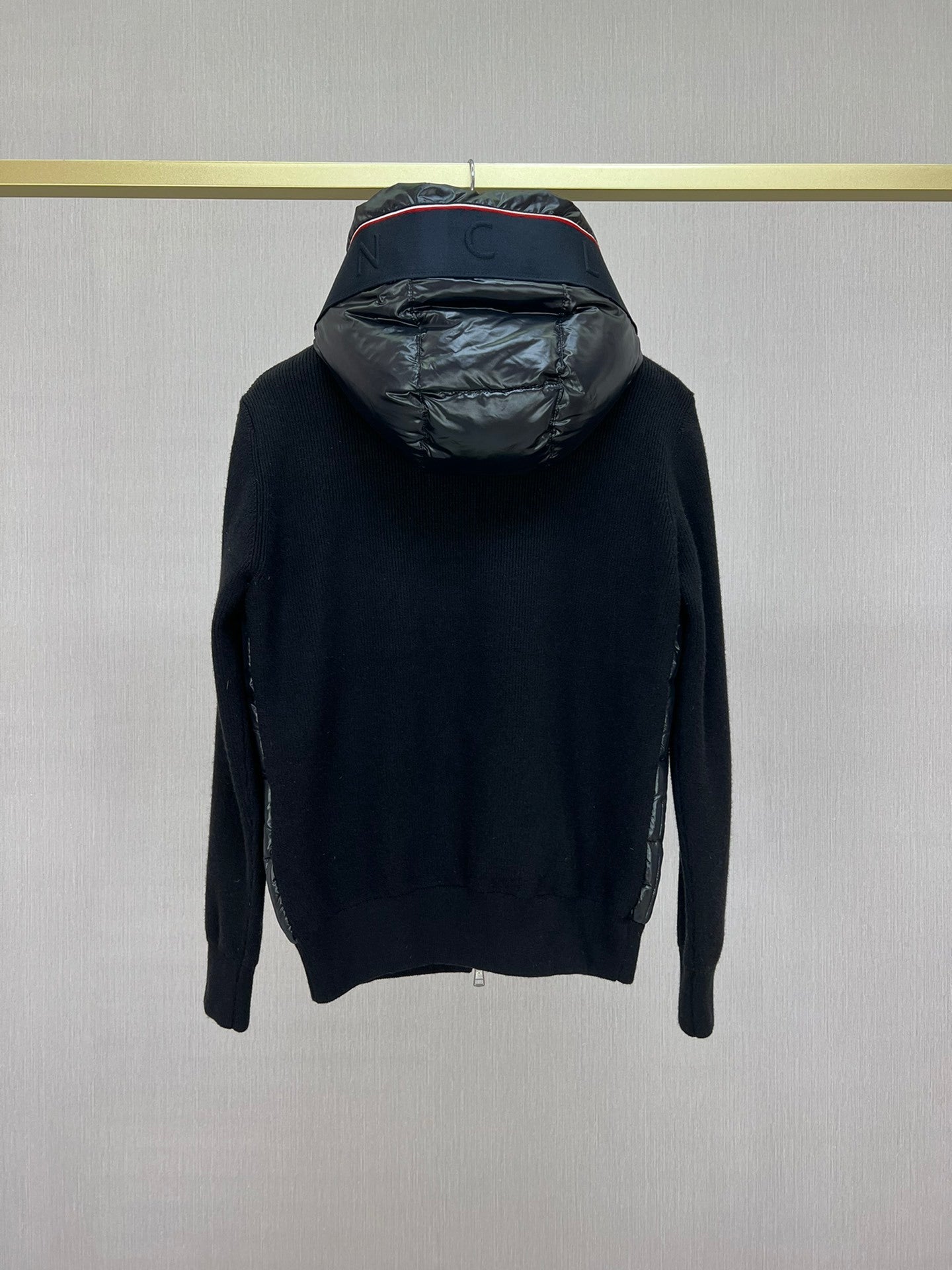 Moncler Paneled Down and Wool Jacket "Black"