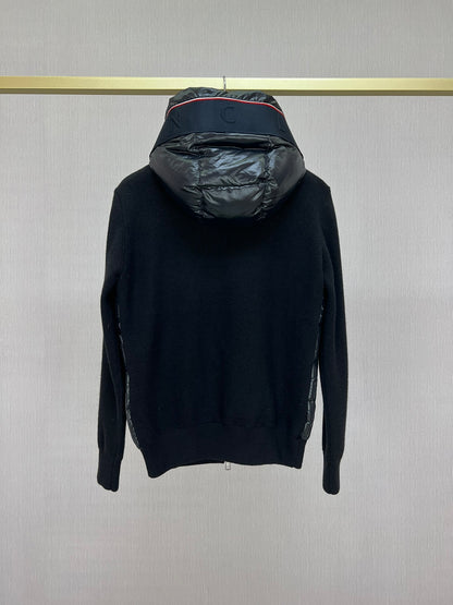Moncler Paneled Down and Wool Jacket "Black"