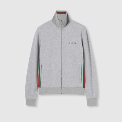 Gucci Cotton Piquet Double Zip Jacket "Grey"