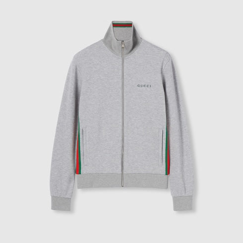 Gucci Cotton Piquet Double Zip Jacket "Grey"
