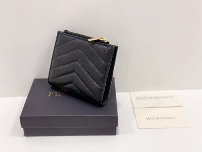 Yves Saint Laurent Bi-Fold Cassendre Wallet Gold