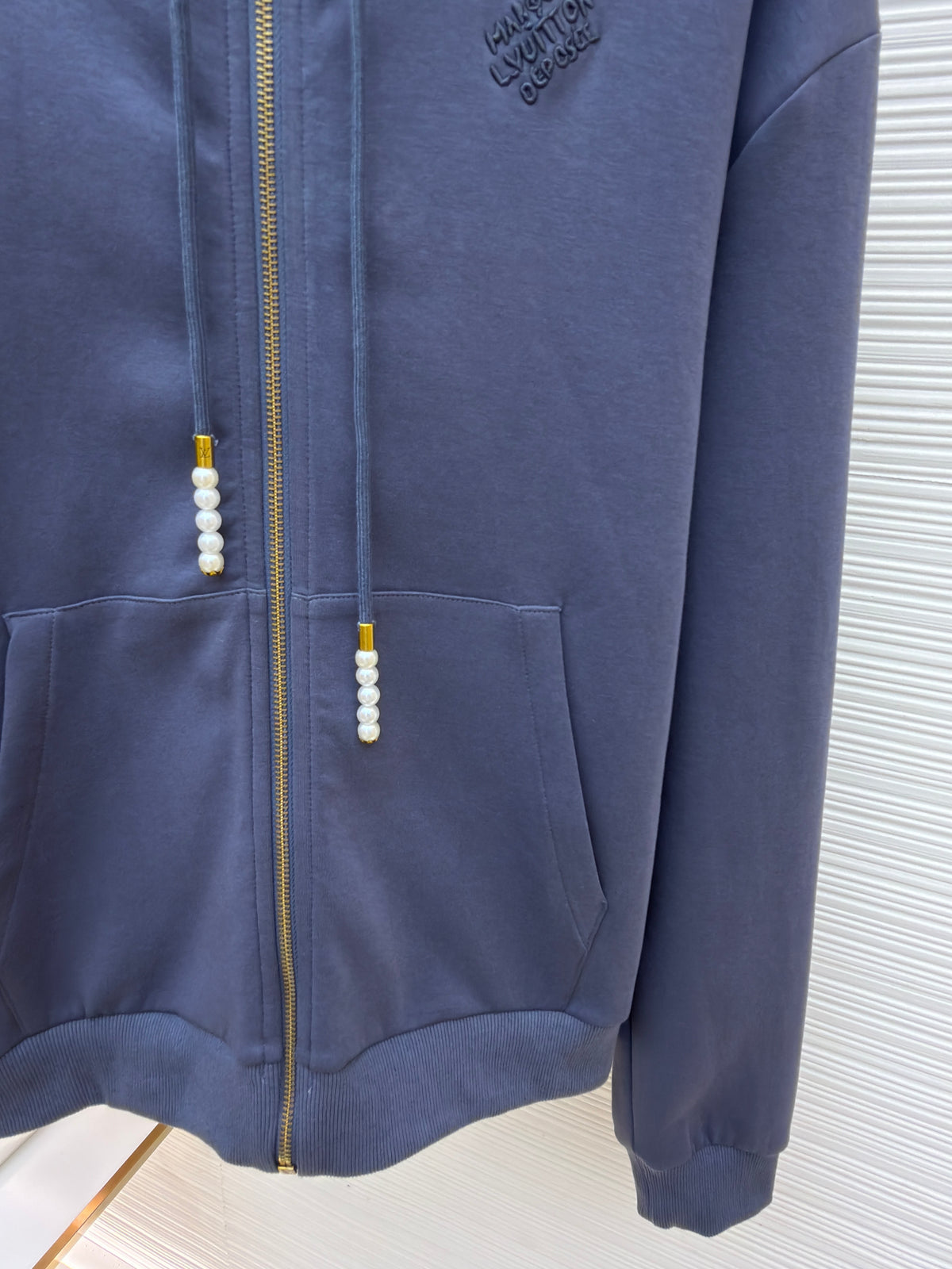 Louis Vuitton Embroidered Zipped Jersey Hoodie "Slate Gray"