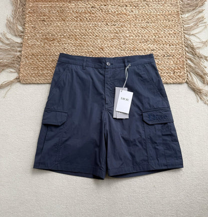 Dior Cargo Shorts with Dior Embroidery "Navy Blue Technical Fabric"