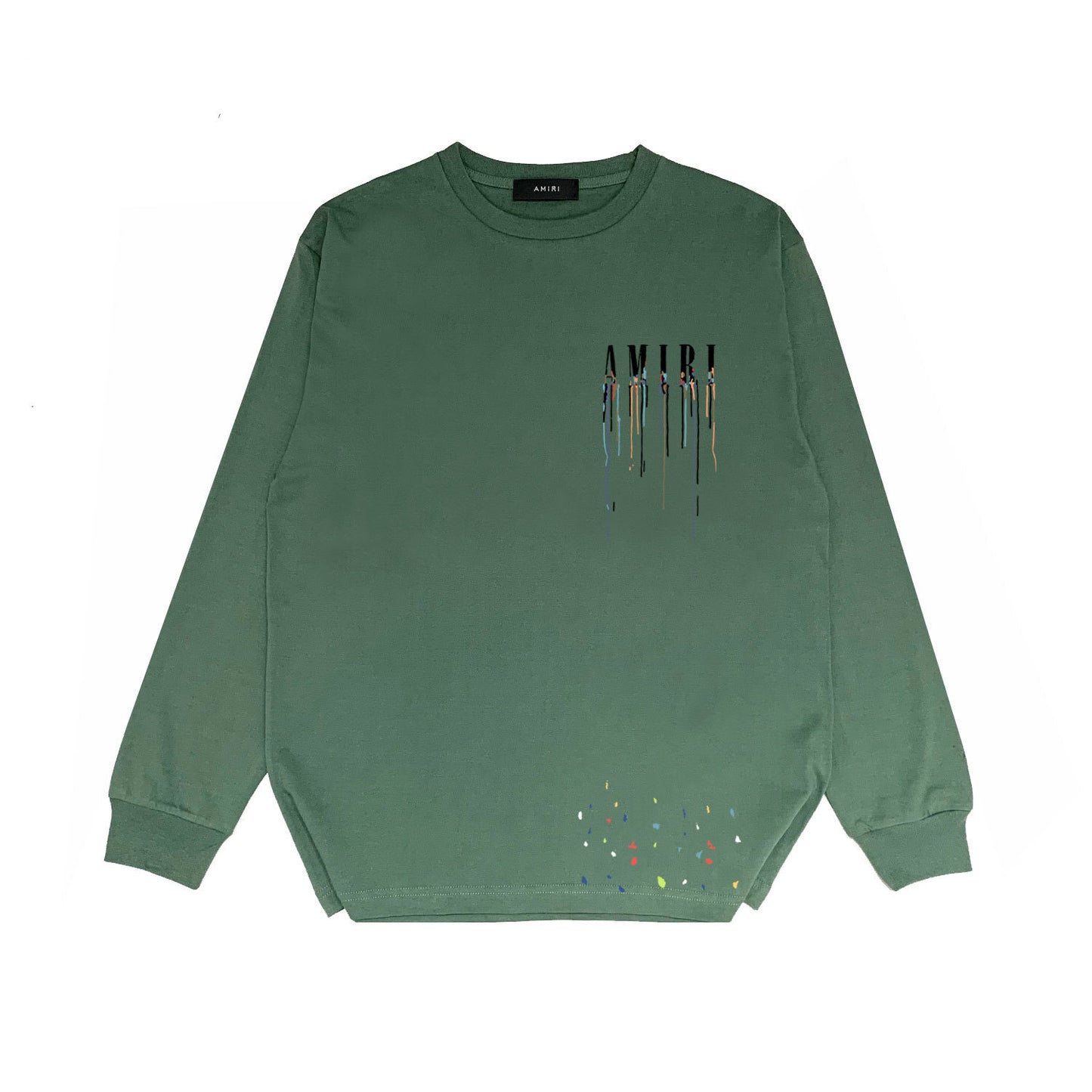 Amiri Paint Drip Core Logo Print Sweatshirt "Green-Black"