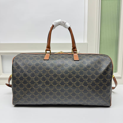 Celine Large Voyage Bag in Triomphe Canvas with Celine Print "Tan"