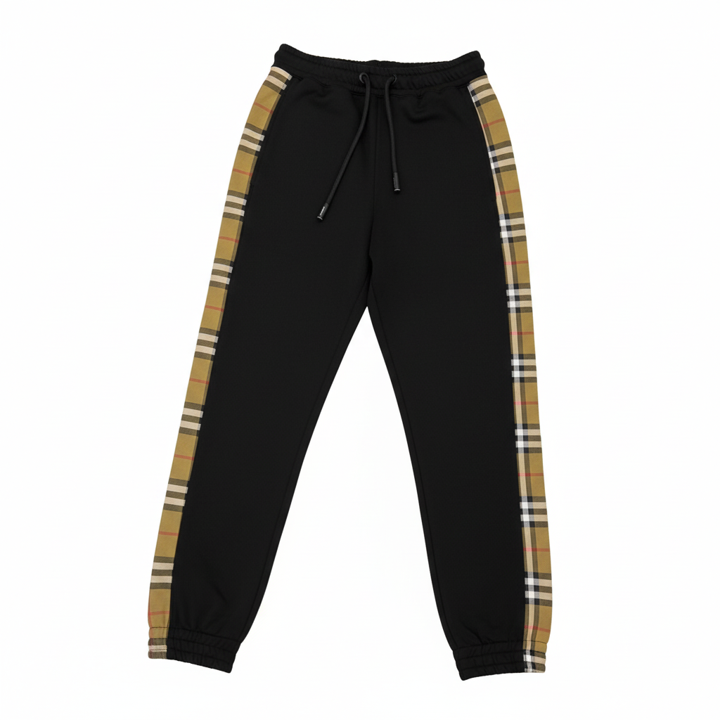 Burberry Cotton Vintage Check Trim Jogging Pants "Black"