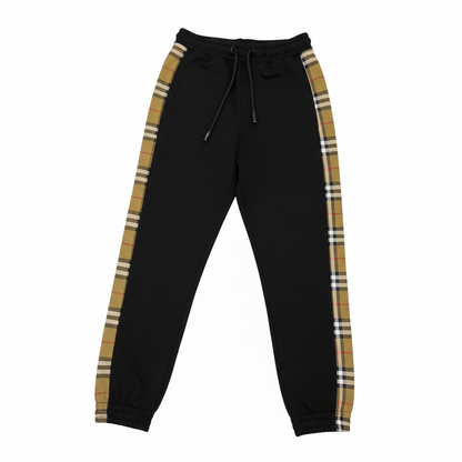 Burberry Cotton Vintage Check Trim Jogging Pants "Black"