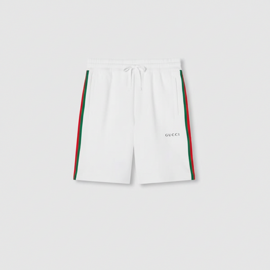 Gucci Cotton Piquet Shorts with Web "White"