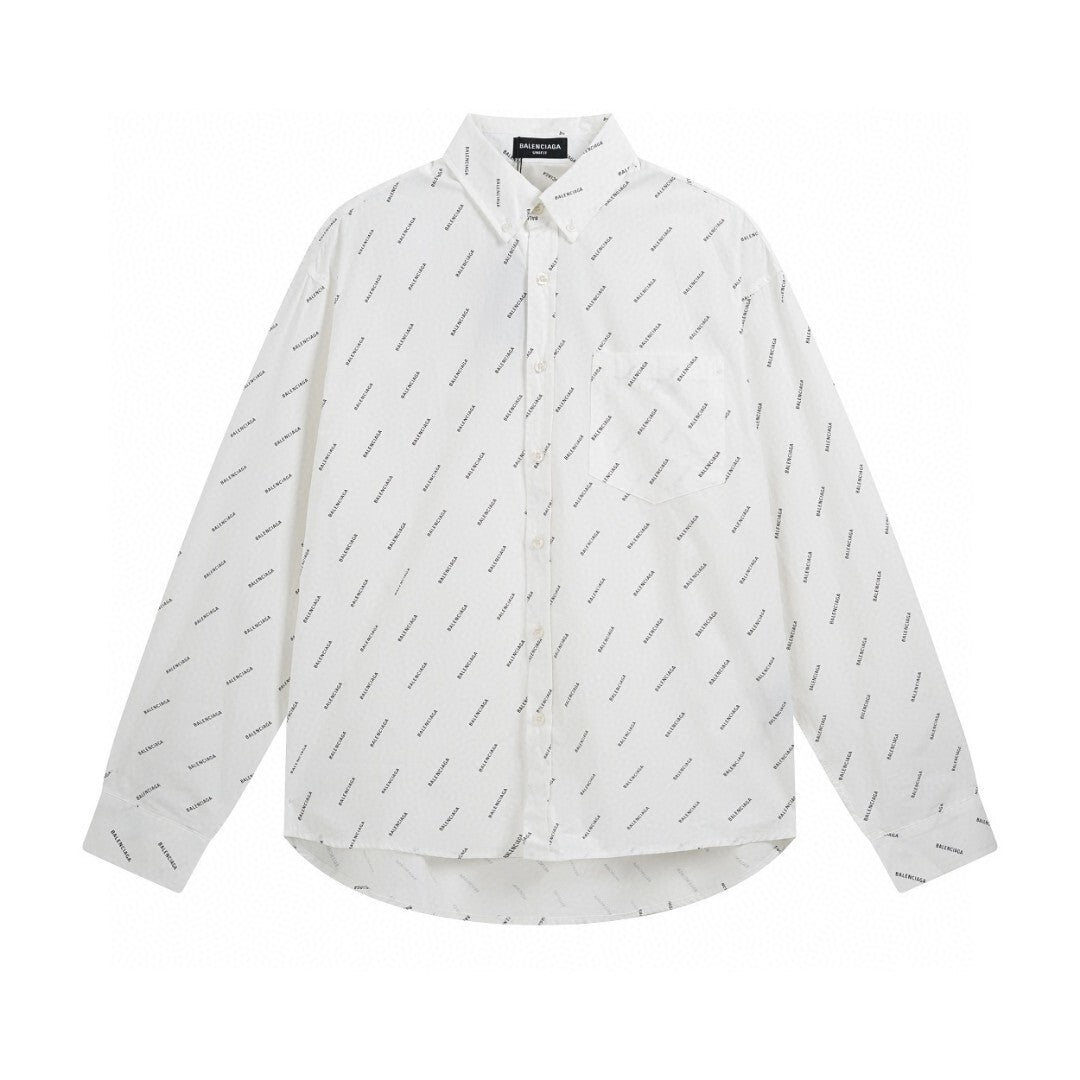 Balenciaga All Over Logo Shirt "White"