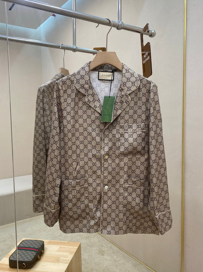 Gucci GG Printed Silk Shirt "Beige"