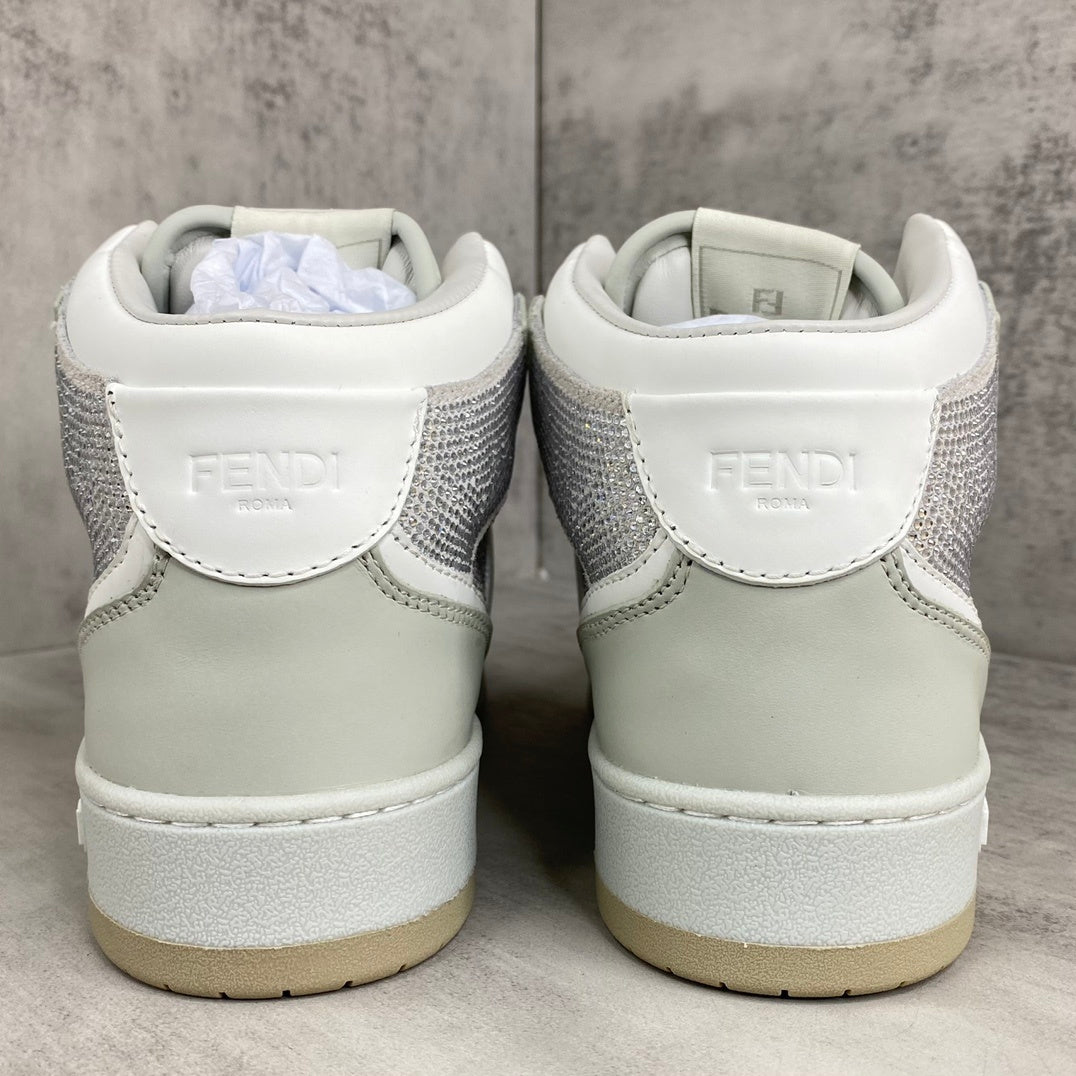 Fendi Match High-Top "White-Grey" Crystals