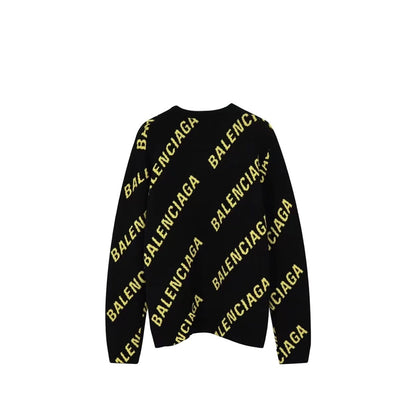 Balenciaga All-Over Logo Sweater "Black-Yellow"