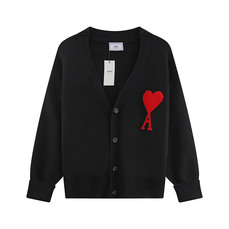 AMI Paris Ami De Coeur Cardigan "Black"