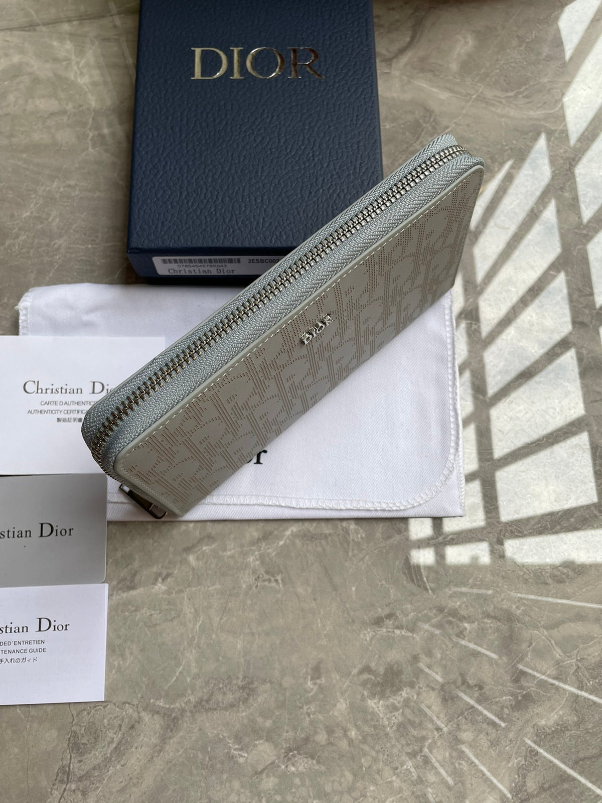 Dior Long Zipped Wallet "Grey Oblique Galaxy Leather"