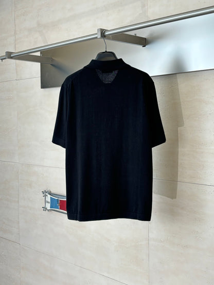 Dior Icons Polo Shirt "Black Cotton and Silk Jersey"