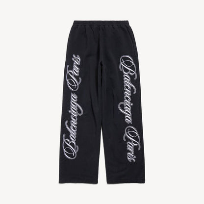 Balenciaga Cursive Baggy Trousers "Black-White"