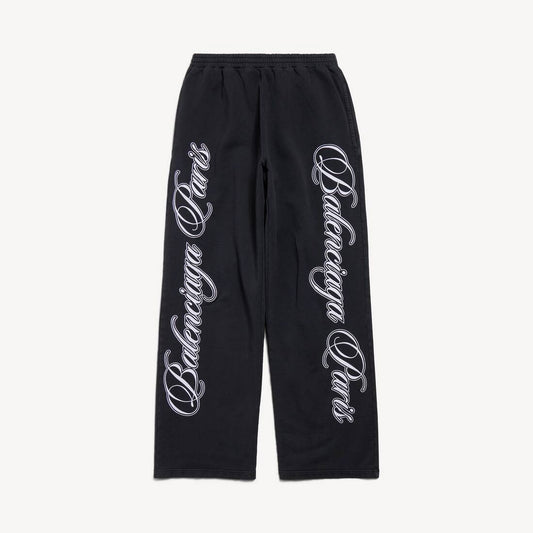 Balenciaga Cursive Baggy Trousers "Black-White"