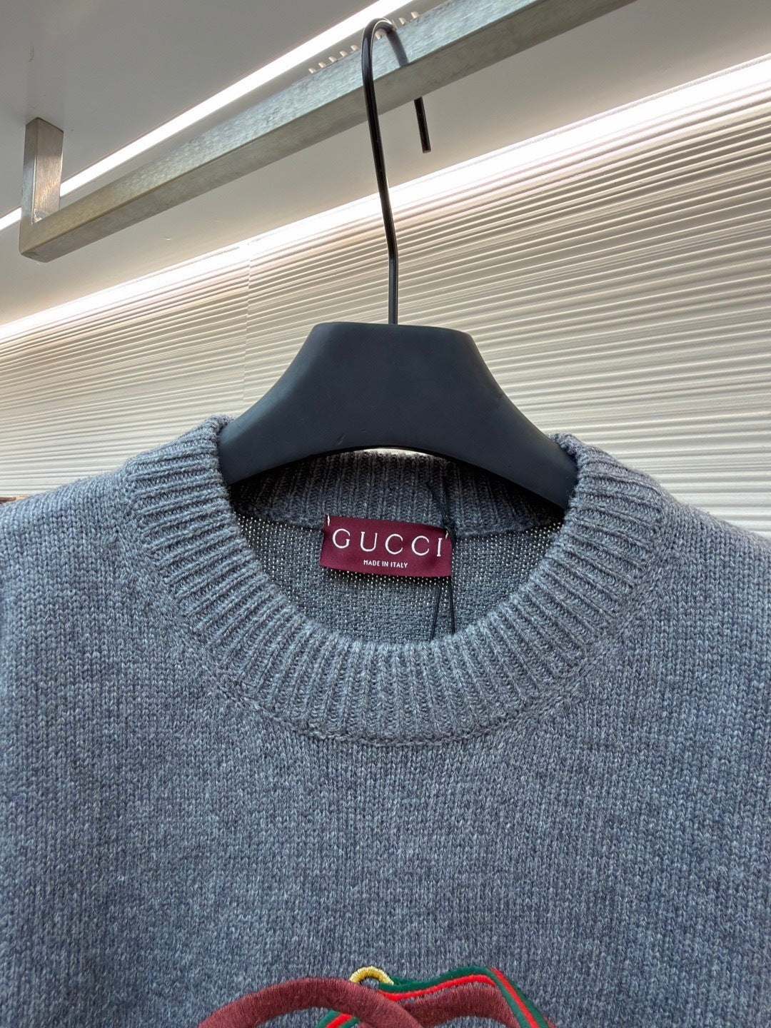 Gucci Knit Wool Sweater with Embroidery "Grey"