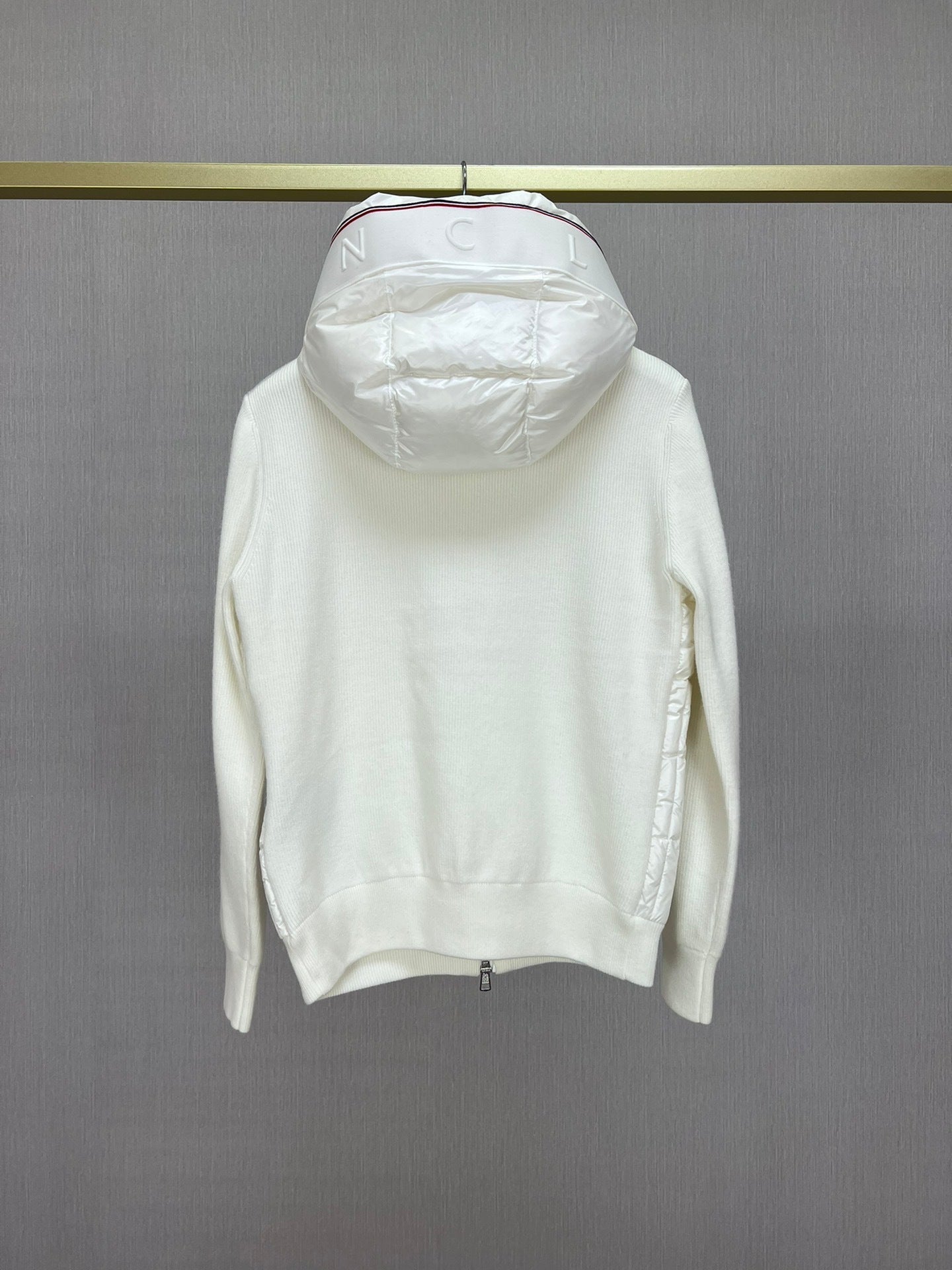 Moncler Paneled Down and Wool Jacket "White"
