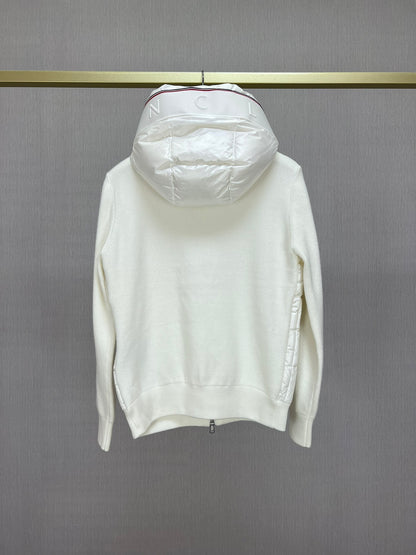 Moncler Paneled Down and Wool Jacket "White"