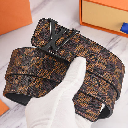 Louis Vuitton Initiales Leather Belt "Brown-Black"