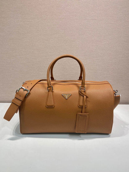 Prada Leather Duffel Bag "Brown"