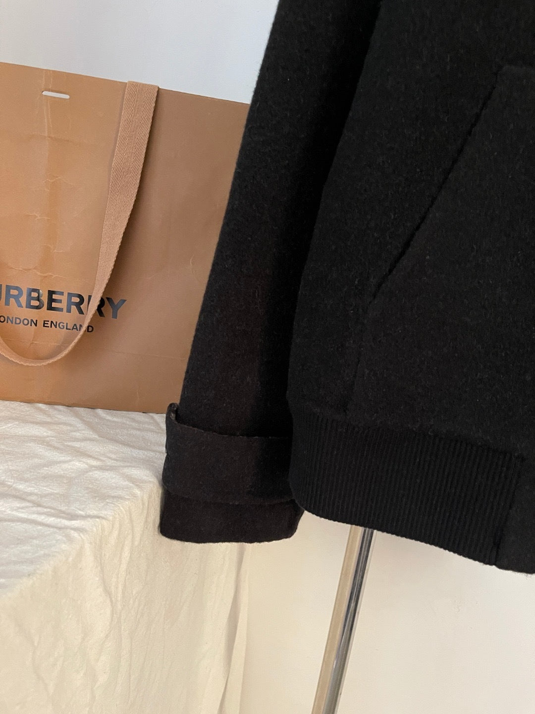 Burberry Reversible Wool Hooded Jacket "Black" and "Beige"