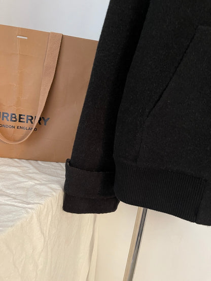 Burberry Reversible Wool Hooded Jacket "Black" and "Beige"