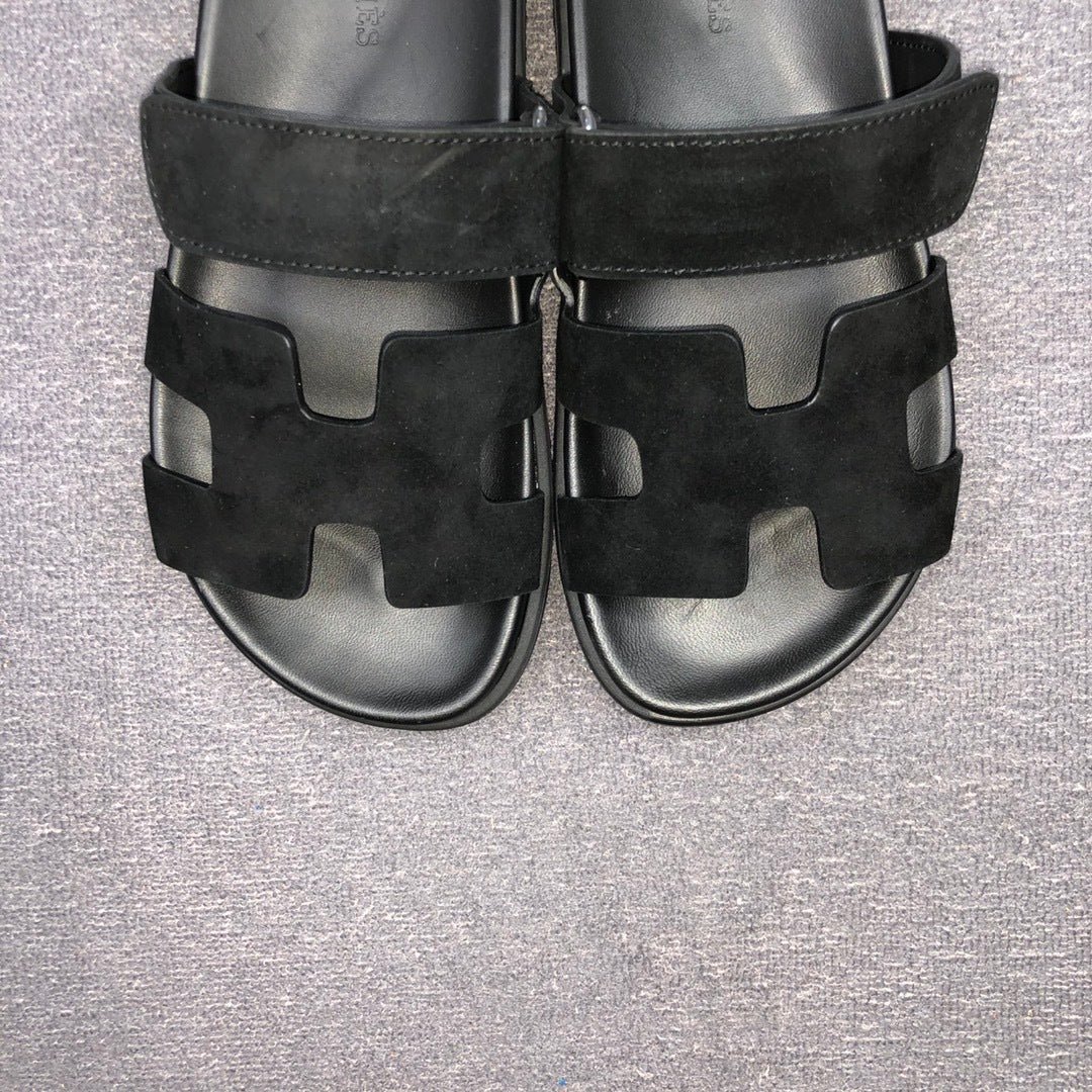 Hermes Chypre Sandals "Black Suede"