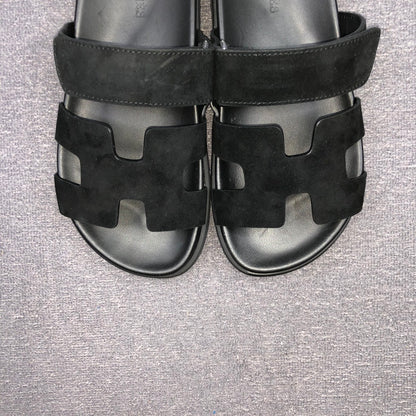Hermes Chypre Sandals "Black Suede"