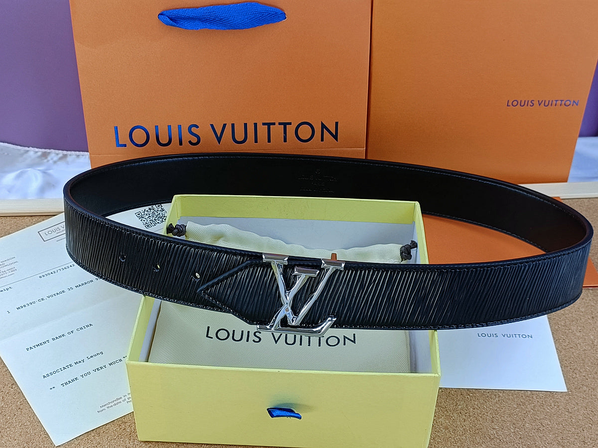 Louis Vuitton Leather Belt "Black-Silver"