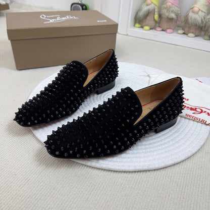 Christian Louboutin Dandelion Spikes Loafers Veau Velours "Black"