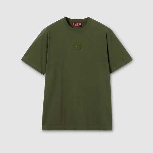 Gucci Cotton Jersey T-Shirt with Embroidery "Forest Green"