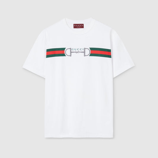 Gucci Cotton Jersey T-Shirt with Embroidery "White"