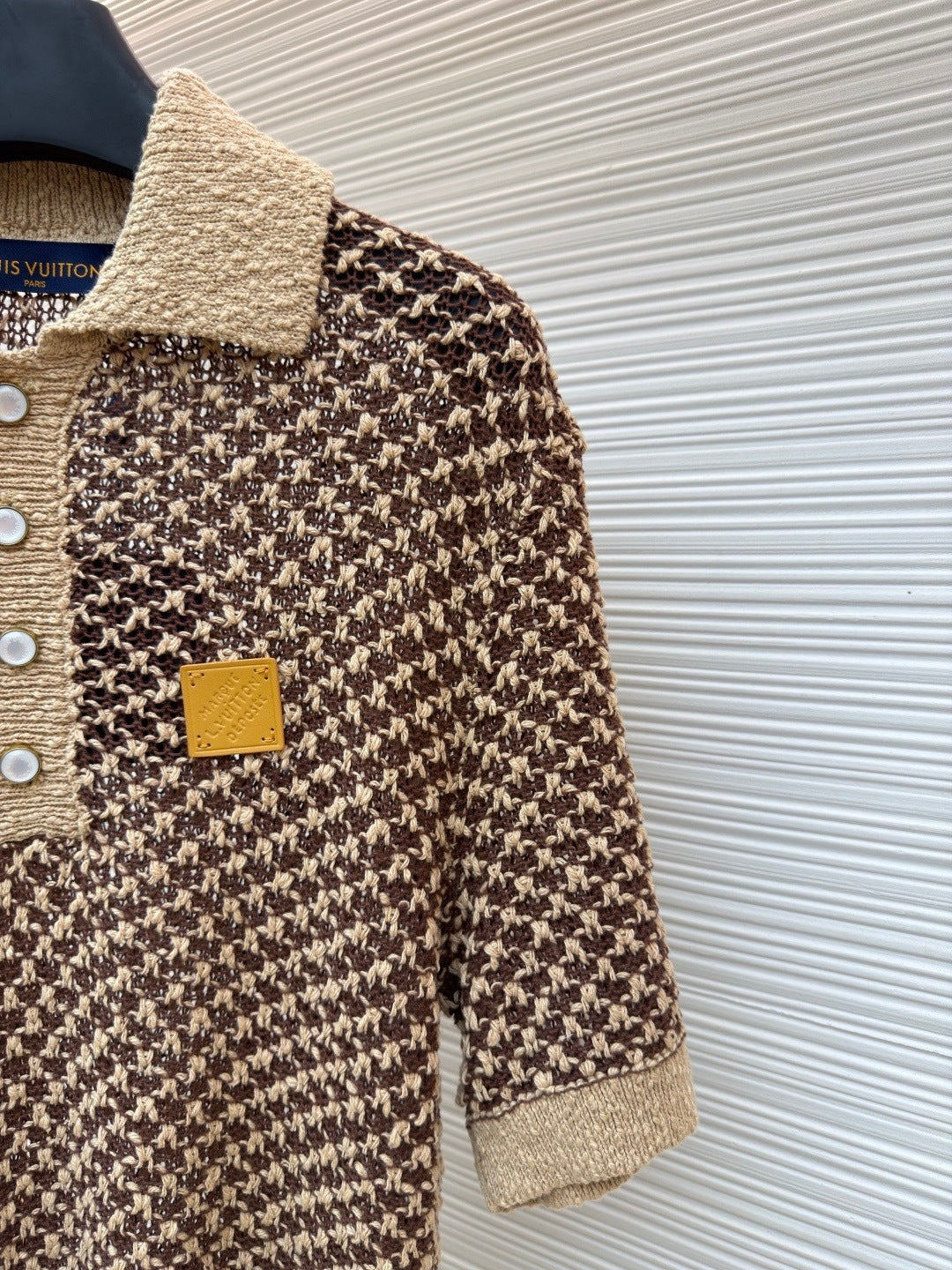 Louis Vuitton Short-Sleeved Knitted Mesh Polo "Camel"