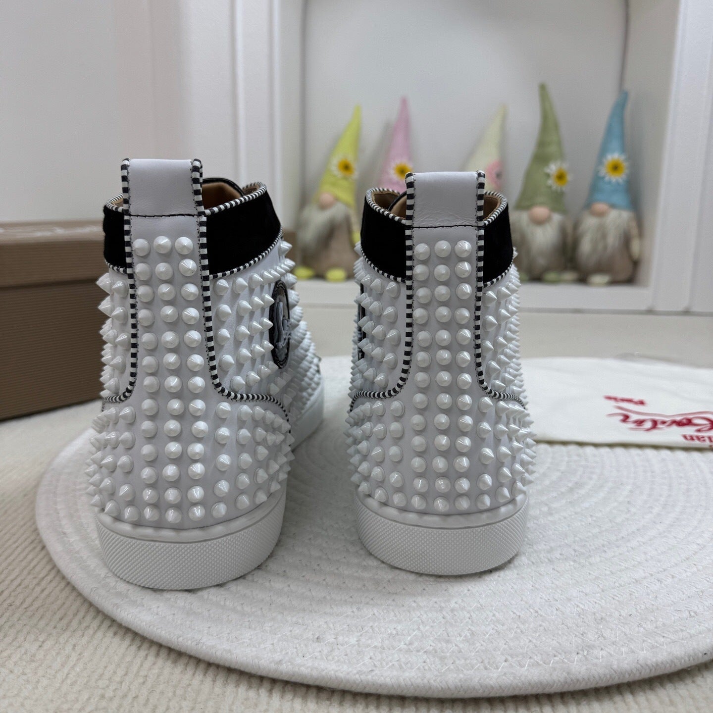 Christian Louboutin High-Top Louis Flat Spikes "Black-White"