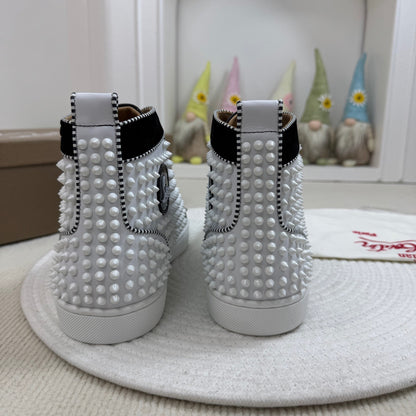 Christian Louboutin High-Top Louis Flat Spikes "Black-White"